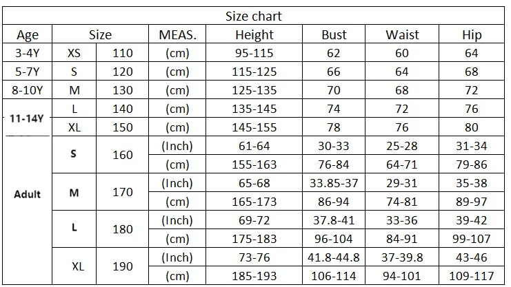 Size chart